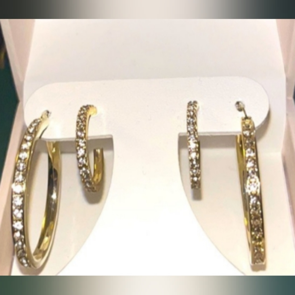 Sofia James 2piece gold plated Hoop earrings set